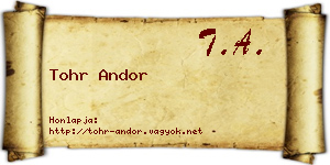 Tohr Andor névjegykártya